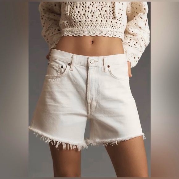 Agolde Pants - AGOLDE Dee High Rise Cut Off Jean Shorts Cream White Size 24